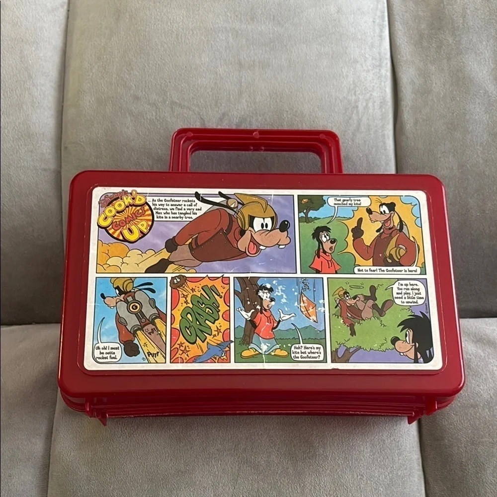 Vintage Disney Red Comic-Themed Kids Toy Case